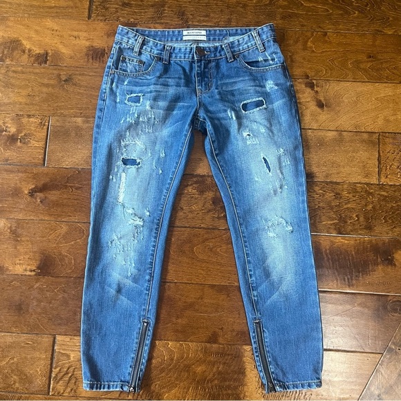 One Teaspoon Jeans Sz 27 Distressed Zip Ankle Low Rise Medium Wash Skinny Denim - Picture 11 of 11
